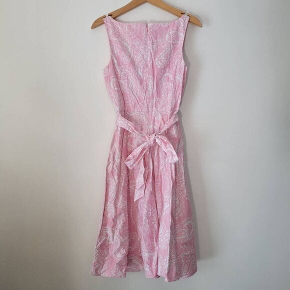 Chaps Pink Paisley Sleeveless Fit & Flare Midi Dress Size 6 - Picture 8 of 8